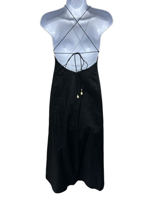 Zimmermann Size 0P Black Linen Sleeveless Spaghetti Strap Button Front Dress Black / 0P