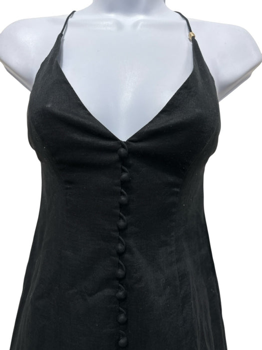Zimmermann Size 0P Black Linen Sleeveless Spaghetti Strap Button Front Dress Black / 0P