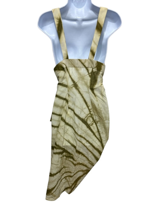 Just Bee Queen Size Small Green & Cream Cotton Sleeveless Tie Dye Ruched Dress Green & Cream / Small