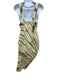Just Bee Queen Size Small Green & Cream Cotton Sleeveless Tie Dye Ruched Dress Green & Cream / Small