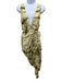 Just Bee Queen Size Small Green & Cream Cotton Sleeveless Tie Dye Ruched Dress Green & Cream / Small