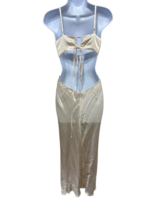 Shona Joy Size 4 Cream White Lenzing Blend Spaghetti Strap Satin Open Back Dress Cream White / 4