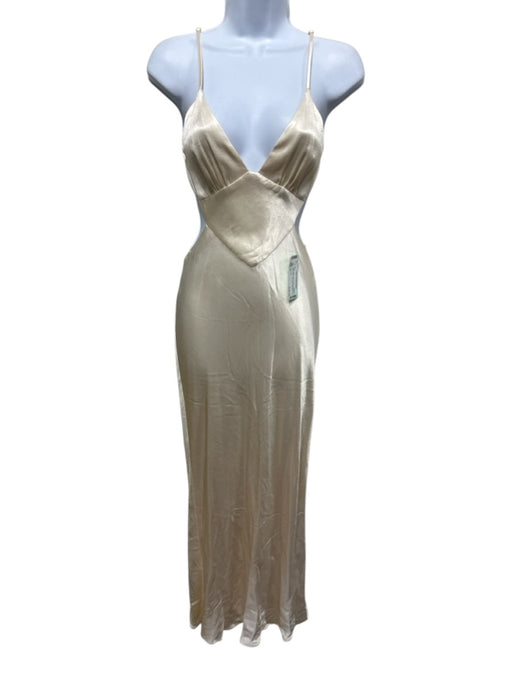 Shona Joy Size 4 Cream White Lenzing Blend Spaghetti Strap Satin Open Back Dress Cream White / 4