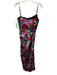 Nicholas Size 4 Red, Green, Purple Silk Spaghetti Strap Floral Ruched Dress Red, Green, Purple / 4