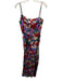 Nicholas Size 4 Red, Green, Purple Silk Spaghetti Strap Floral Ruched Dress Red, Green, Purple / 4