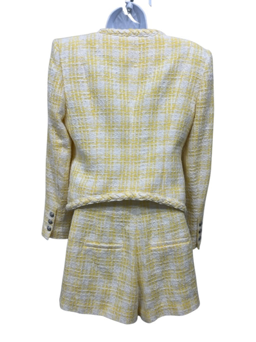 Veronica Beard Size 2/4 Yellow & White Cotton Blend High Rise Boucle Short Set Yellow & White / 2/4