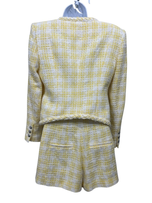 Veronica Beard Size 2/4 Yellow & White Cotton Blend High Rise Boucle Short Set Yellow & White / 2/4