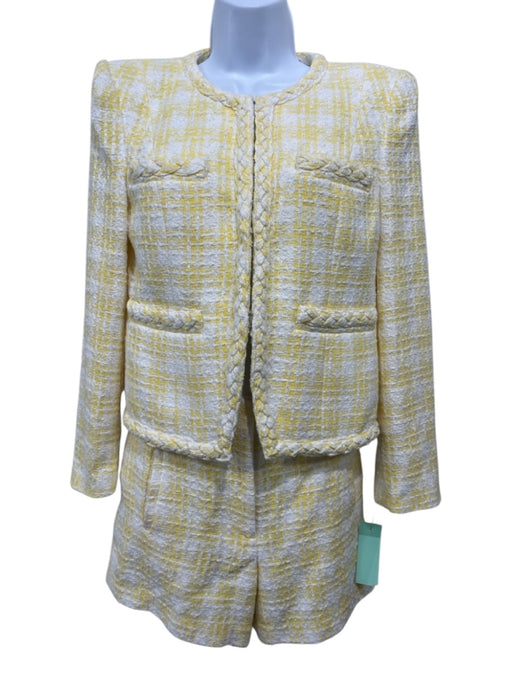 Veronica Beard Size 2/4 Yellow & White Cotton Blend High Rise Boucle Short Set Yellow & White / 2/4