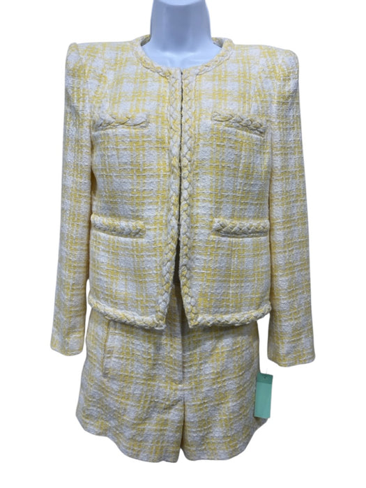 Veronica Beard Size 2/4 Yellow & White Cotton Blend High Rise Boucle Short Set Yellow & White / 2/4