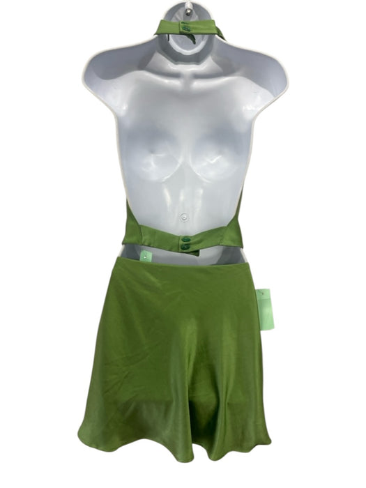 Cult Gaia Size Est Small Green Pleated Halter Neck Open Back Skirt Set Green / Est Small