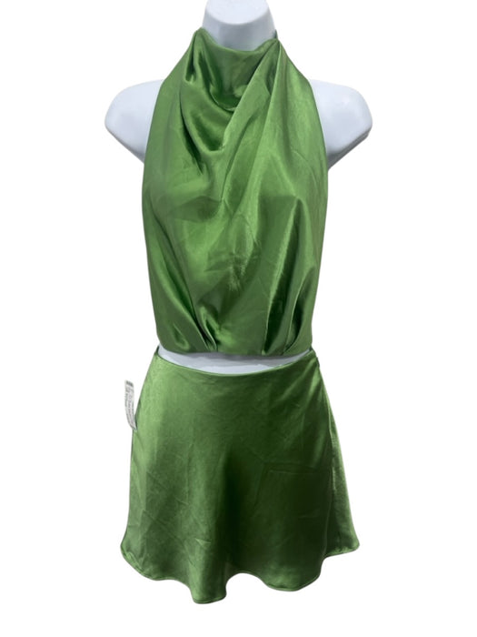 Cult Gaia Size Est Small Green Pleated Halter Neck Open Back Skirt Set Green / Est Small