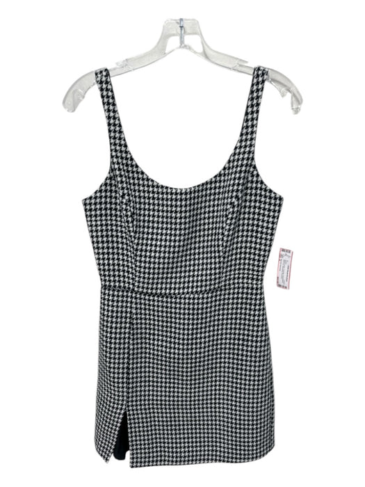 Amanda Uprichard Size S Black & White Polyester Houndstooth Back Zip Dress Black & White / S