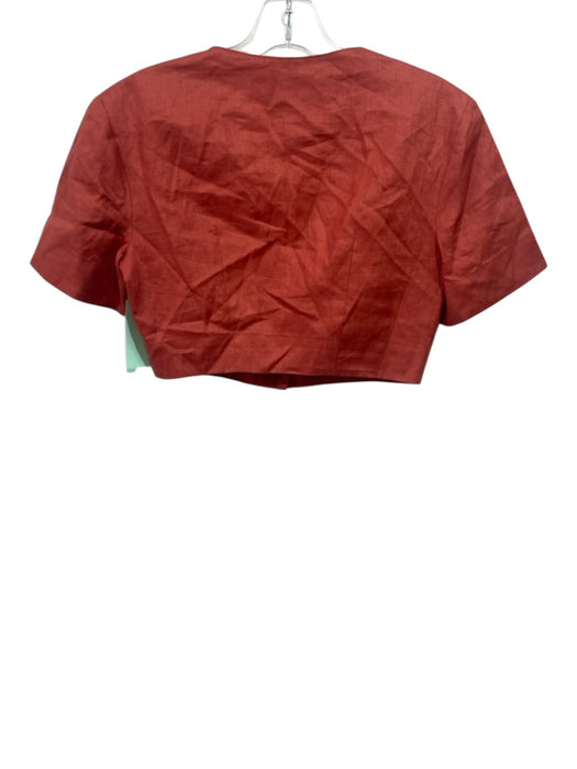 Matthew Bruch Size 2 Brick Red Linen Short Sleeve Button Front Pleated Pant Set Brick Red / 2