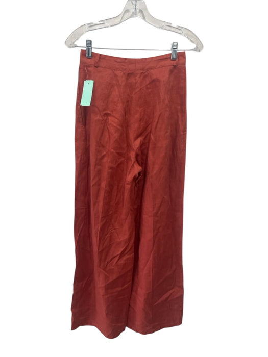 Matthew Bruch Size 2 Brick Red Linen Short Sleeve Button Front Pleated Pant Set Brick Red / 2