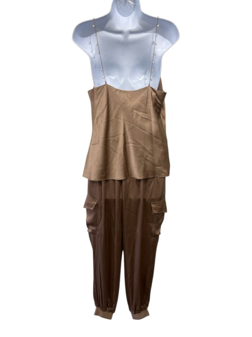 Cami NYC Size XS/S Tan Brown Silk Blend Chain Strap Satin Cargo Pant Set Tan Brown / XS/S