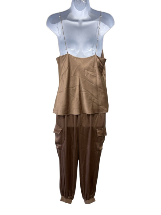 Cami NYC Size XS/S Tan Brown Silk Blend Chain Strap Satin Cargo Pant Set Tan Brown / XS/S