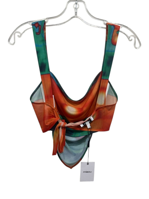 Miaou Size XS Orange, Green, Purple Polyester Blend Sleeveless Tie Back Top Orange, Green, Purple / XS