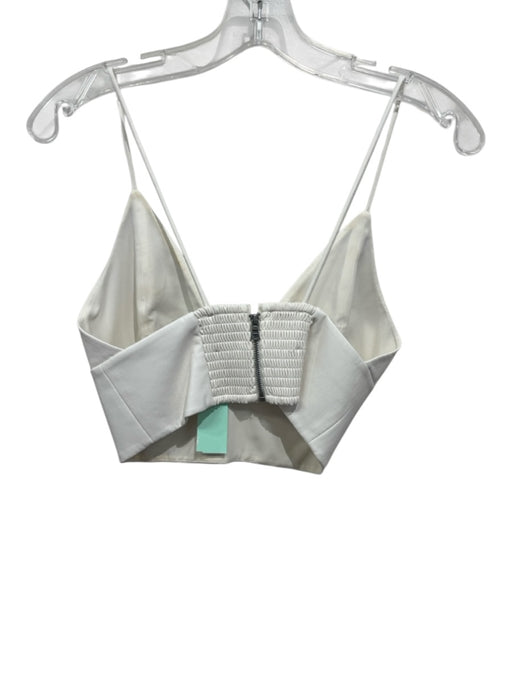 Alice + Olivia Size 2 Cream White PU Leather Spaghetti Strap Triangle Top Cream White / 2