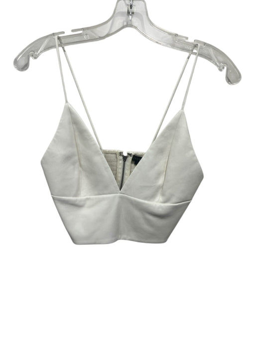 Alice + Olivia Size 2 Cream White PU Leather Spaghetti Strap Triangle Top Cream White / 2