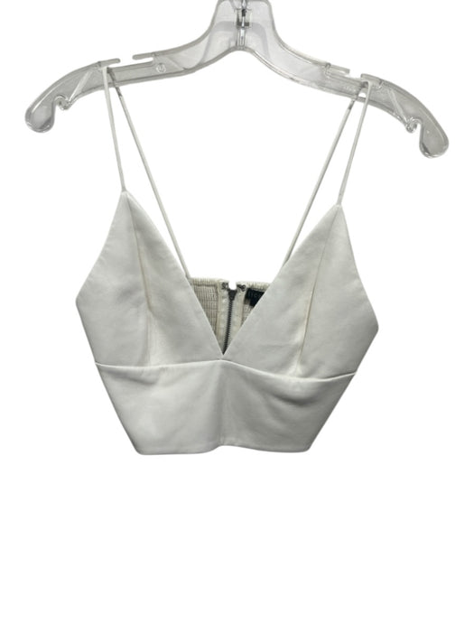 Alice + Olivia Size 2 Cream White PU Leather Spaghetti Strap Triangle Top Cream White / 2