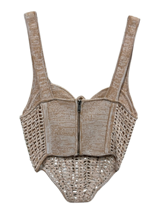 Dion Lee Size 4 Beige & White Viscose Blend Sleeveless Corset Crochet Top Beige & White / 4