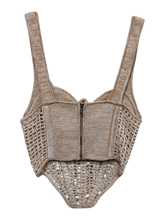Dion Lee Size 4 Beige & White Viscose Blend Sleeveless Corset Crochet Top Beige & White / 4