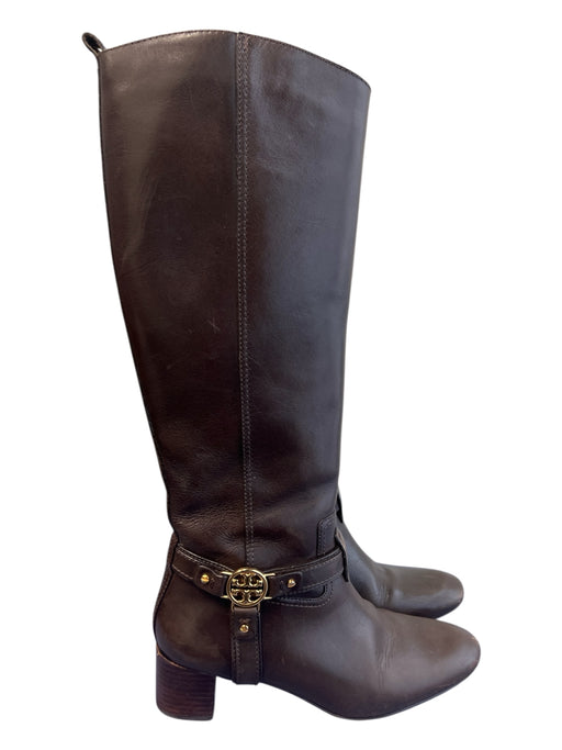 Tory Burch Shoe Size 7 Brown Leather Upper Almond Toe Side Zip Knee High Boots Brown / 7