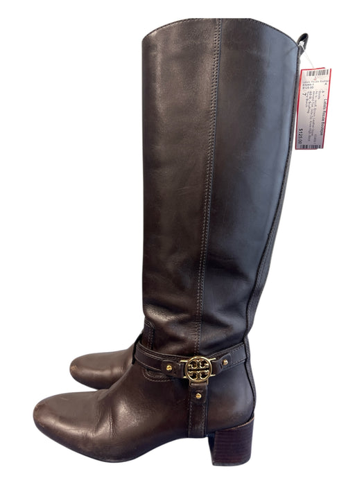 Tory Burch Shoe Size 7 Brown Leather Upper Almond Toe Side Zip Knee High Boots Brown / 7