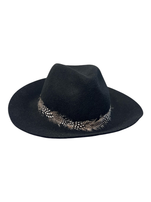August Black Wool Fedora Feather detail 3 in Brim Hat Black / One Size