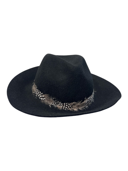 August Black Wool Fedora Feather detail 3 in Brim Hat Black / One Size