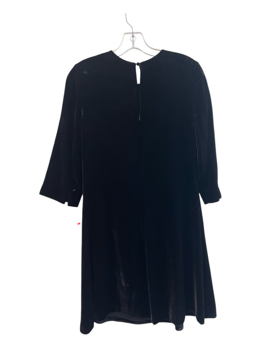Hobbs Size 4 Black Viscose & Silk Velvet 1/2 Sleeve Round Neck Dress Black / 4