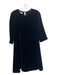 Hobbs Size 4 Black Viscose & Silk Velvet 1/2 Sleeve Round Neck Dress Black / 4