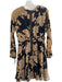 Shoshanna Size 6 Black & Brown Silk & Polyester Round Neck Long Sleeve Dress Black & Brown / 6