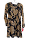 Shoshanna Size 6 Black & Brown Silk & Polyester Round Neck Long Sleeve Dress Black & Brown / 6