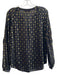 Diane Von Furstenberg Size 2 Black & Gold Silk Blend V Neck Long Sleeve Top Black & Gold / 2