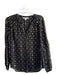 Diane Von Furstenberg Size 2 Black & Gold Silk Blend V Neck Long Sleeve Top Black & Gold / 2