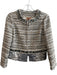 Tory Burch Size 2 Brown & Multi Cotton Blend Tweed Round Neck Hook & Eye Jacket Brown & Multi / 2