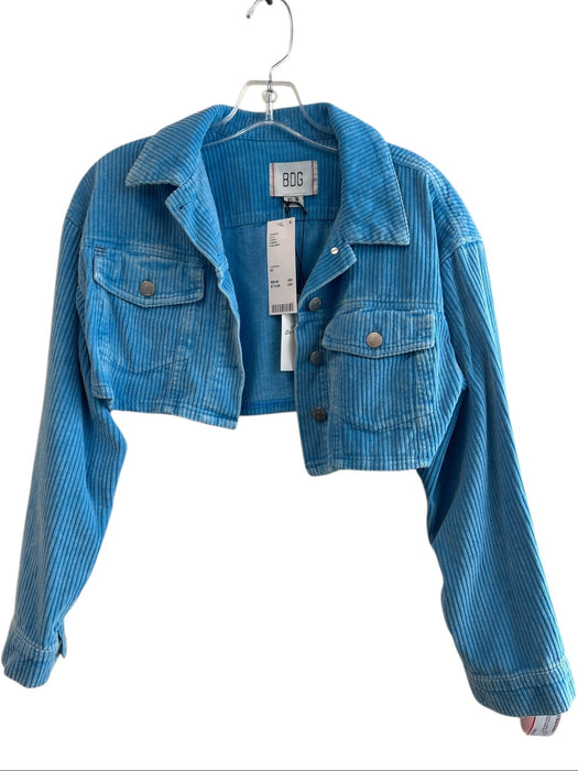 BDG Size XS Blue Corduroy Cropped Ribbed Long Sleeve Button Jacket Blue / XS