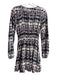 Bella Dahl Size XS White Black & Multi Ecovera Round Neck Long Sleeve Dress White Black & Multi / XS