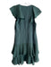 Parker Size 8 Pine Green Polyester V Neck Cap Sleeve Ruffle Knee length Dress Pine Green / 8