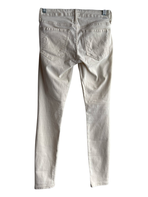 Mother Size 26 Cream Cotton Blend Mid Rise 5 Pocket Zip Fly Skinny Jeans Cream / 26
