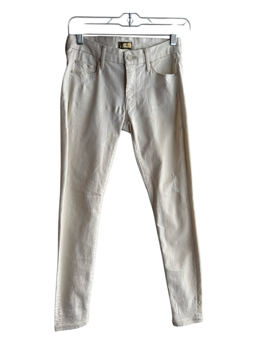 Mother Size 26 Cream Cotton Blend Mid Rise 5 Pocket Zip Fly Skinny Jeans Cream / 26