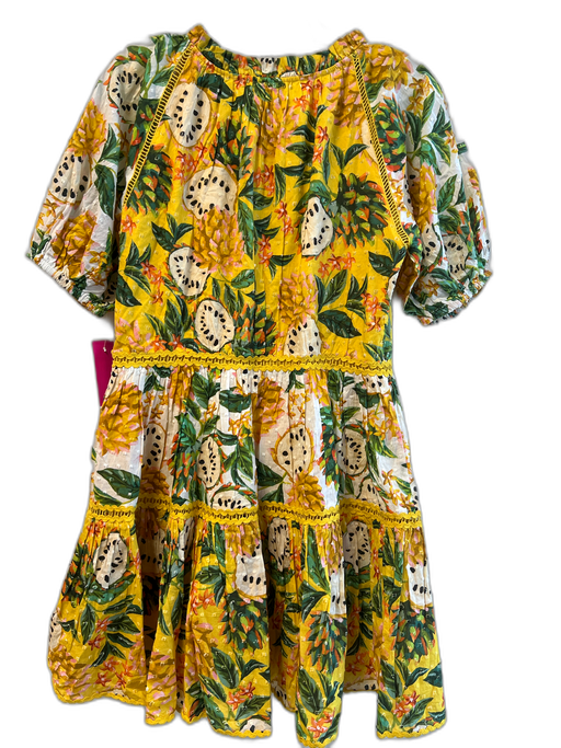 Farm Rio Size XXS Yellow & Green Cotton Short Sleeve Fruit & Flowers Dress Yellow & Green / XXS