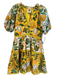 Farm Rio Size XXS Yellow & Green Cotton Short Sleeve Fruit & Flowers Dress Yellow & Green / XXS
