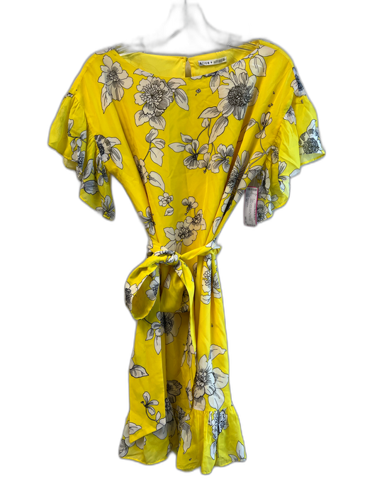 Alice & Olivia Size XS Yellow & White Viscose Shield Style Flowers Dress Yellow & White / XS