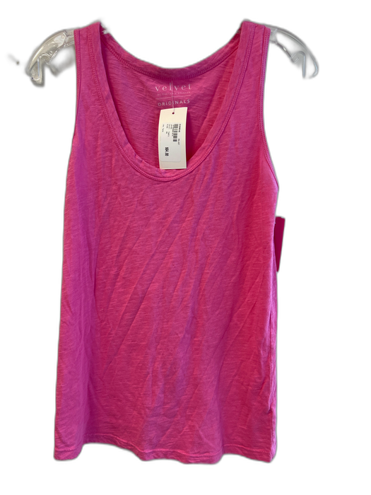Velvet Size XS Pink Cotton Sleeveless Scoop Neck Solid Color Tank Top Pink / XS