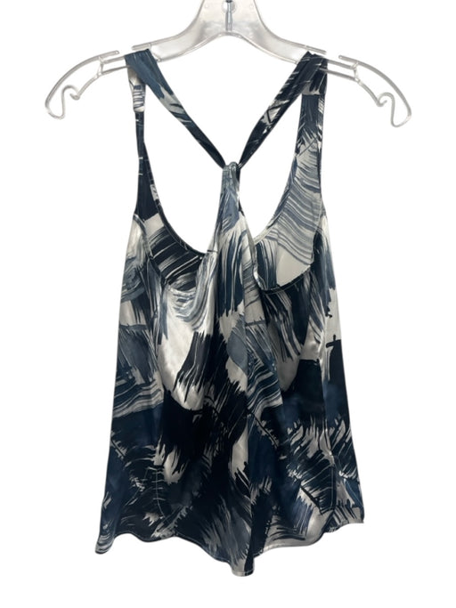 Go Silk Size XS Navy & white Silk Sleeveless Y Back Tropical Print Top Navy & white / XS
