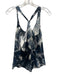 Go Silk Size XS Navy & white Silk Sleeveless Y Back Tropical Print Top Navy & white / XS