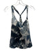 Go Silk Size XS Navy & white Silk Sleeveless Y Back Tropical Print Top Navy & white / XS