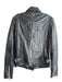 Mauritius Size 6 Black Lamb leather Collared Asymetric Zip Peace Sign Jacket Black / 6